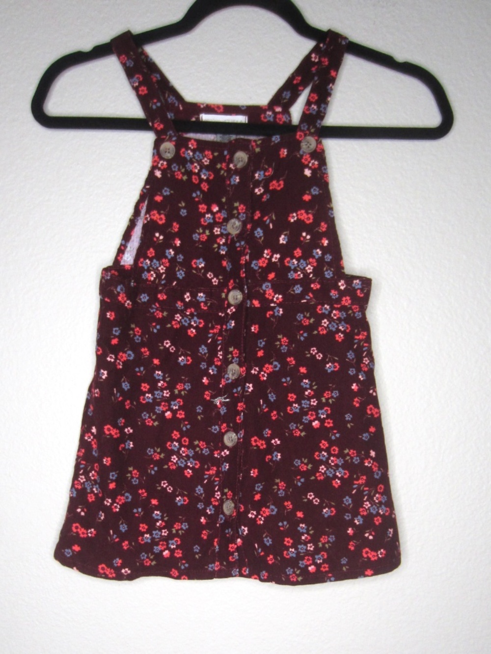 nannette kids floral dress brown pinafore button down - Size 5T
